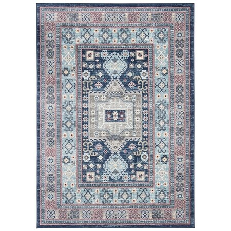 Safavieh 5 ft. 3 in. x 7 ft. 6 in. Kazak 100 Rectangle Rug Blue & Creme KZK122B-5
